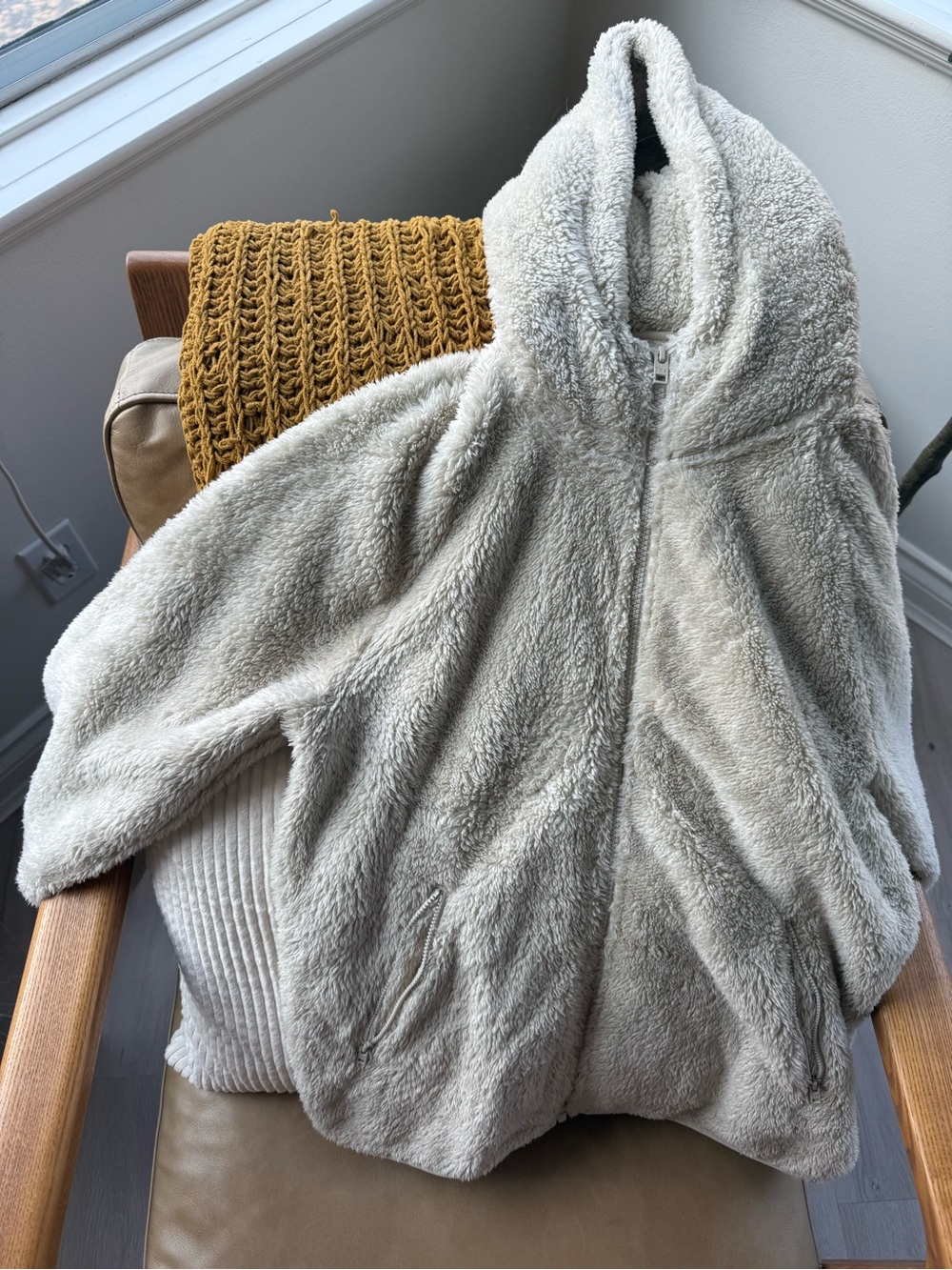TNA Plush Sherpa Zip Hoodie in Beige